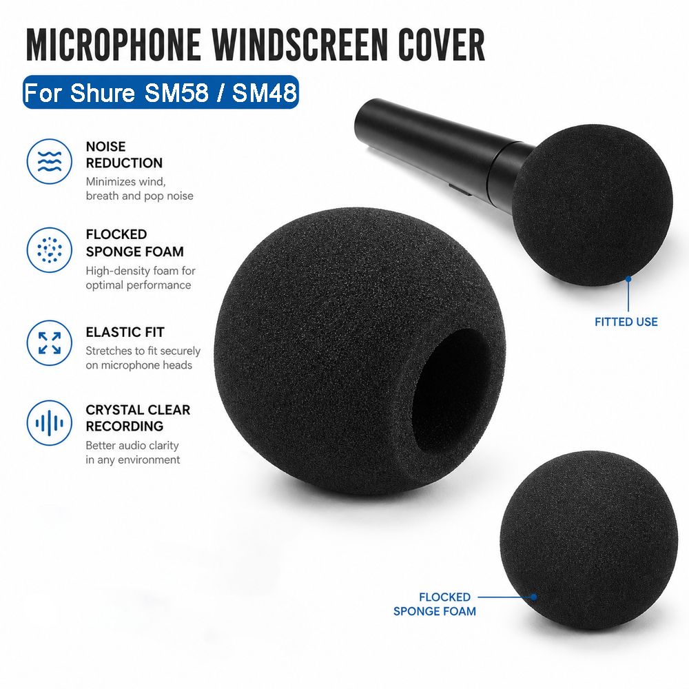 Shure Mic Sm58 - ฝาครอบไมโครโฟนแบบฟองน้ำกันลม สำหรับไมโครโฟน Shure SM58 / SM48