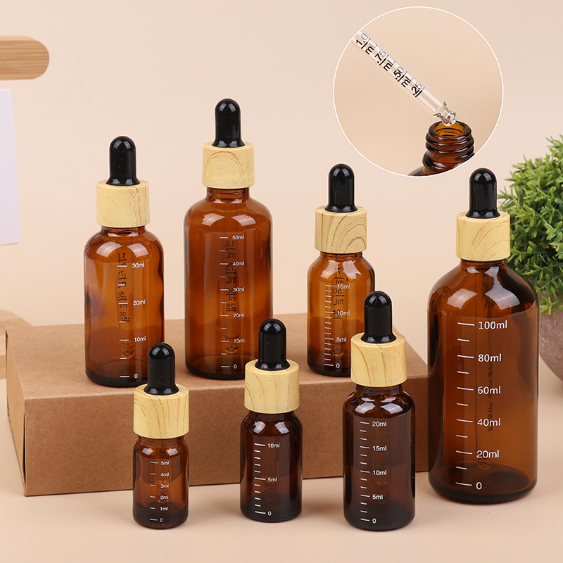 Juice Bottle Dropper - ขวดแก้วสีชาแบบเติมได้ขนาด 5 มล. ถึง 100 มล.